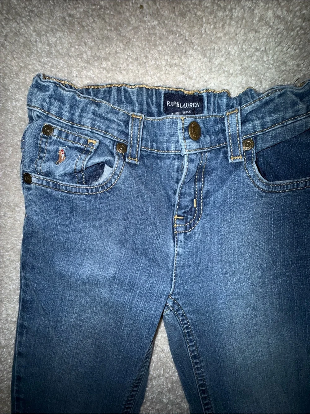 Ralph Lauren Girls Bootcut Jeans Kids Size 6 Blue Denim Cotton Medium Wash 16.5
